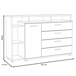 Loftscape Sideboard Piemont III - Weiß / Sandeiche Dekor -Möbel Verkäufe 2024 1000342478 220404 500 SKETCH DETAILS P000000001000342478 sketch