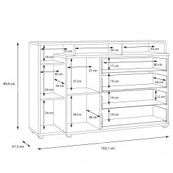 Loftscape Sideboard Piemont III - Weiß / Sandeiche Dekor -Möbel Verkäufe 2024 1000342478 220404 501 SKETCH DETAILS P000000001000342478 sketch