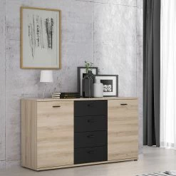 Loftscape Sideboard Piemont I - Schwarz / Eiche Bianco Dekor -Möbel Verkäufe 2024 1000342479 220404 020 MOOD DETAILS P000000001000342479 mood