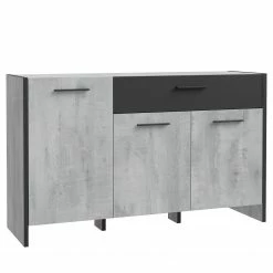 Loftscape Sideboard Sahil - Eiche Sorrento Grau Dekor / Schwarz