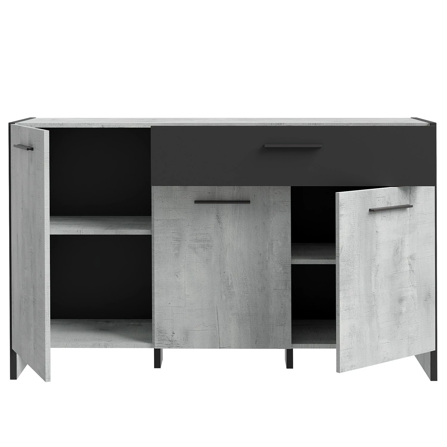 Loftscape Sideboard Sahil - Eiche Sorrento Grau Dekor / Schwarz 8 Loftscape Sideboard Sahil - Eiche Sorrento Grau Dekor / Schwarz – Bild 6