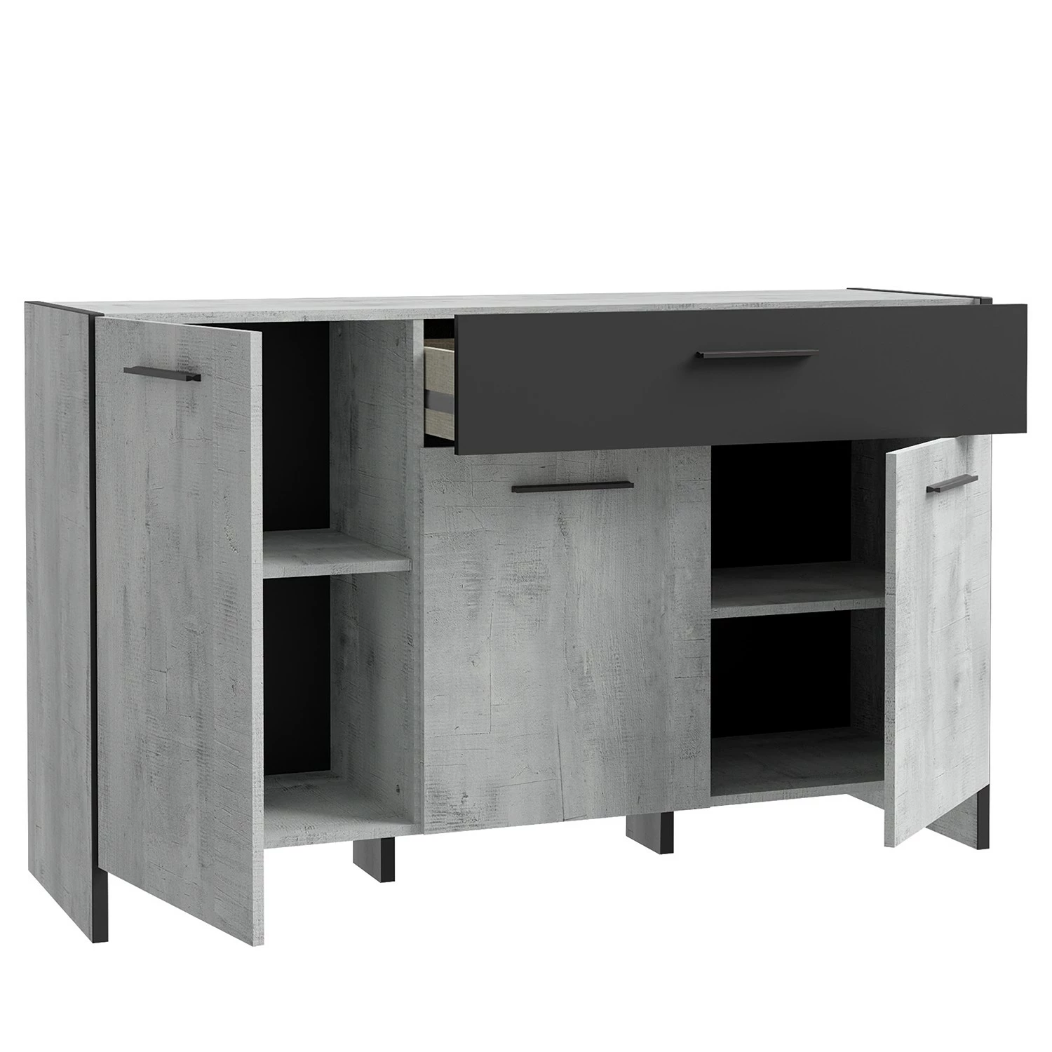 Loftscape Sideboard Sahil - Eiche Sorrento Grau Dekor / Schwarz 9 Loftscape Sideboard Sahil - Eiche Sorrento Grau Dekor / Schwarz – Bild 7
