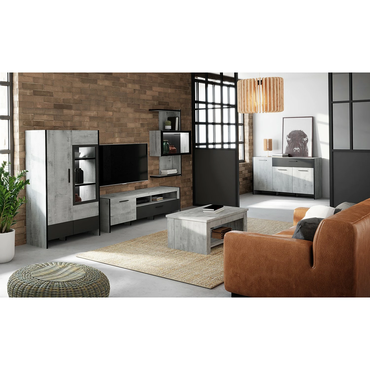 Loftscape Sideboard Sahil - Eiche Sorrento Grau Dekor / Schwarz 5 Loftscape Sideboard Sahil - Eiche Sorrento Grau Dekor / Schwarz – Bild 3