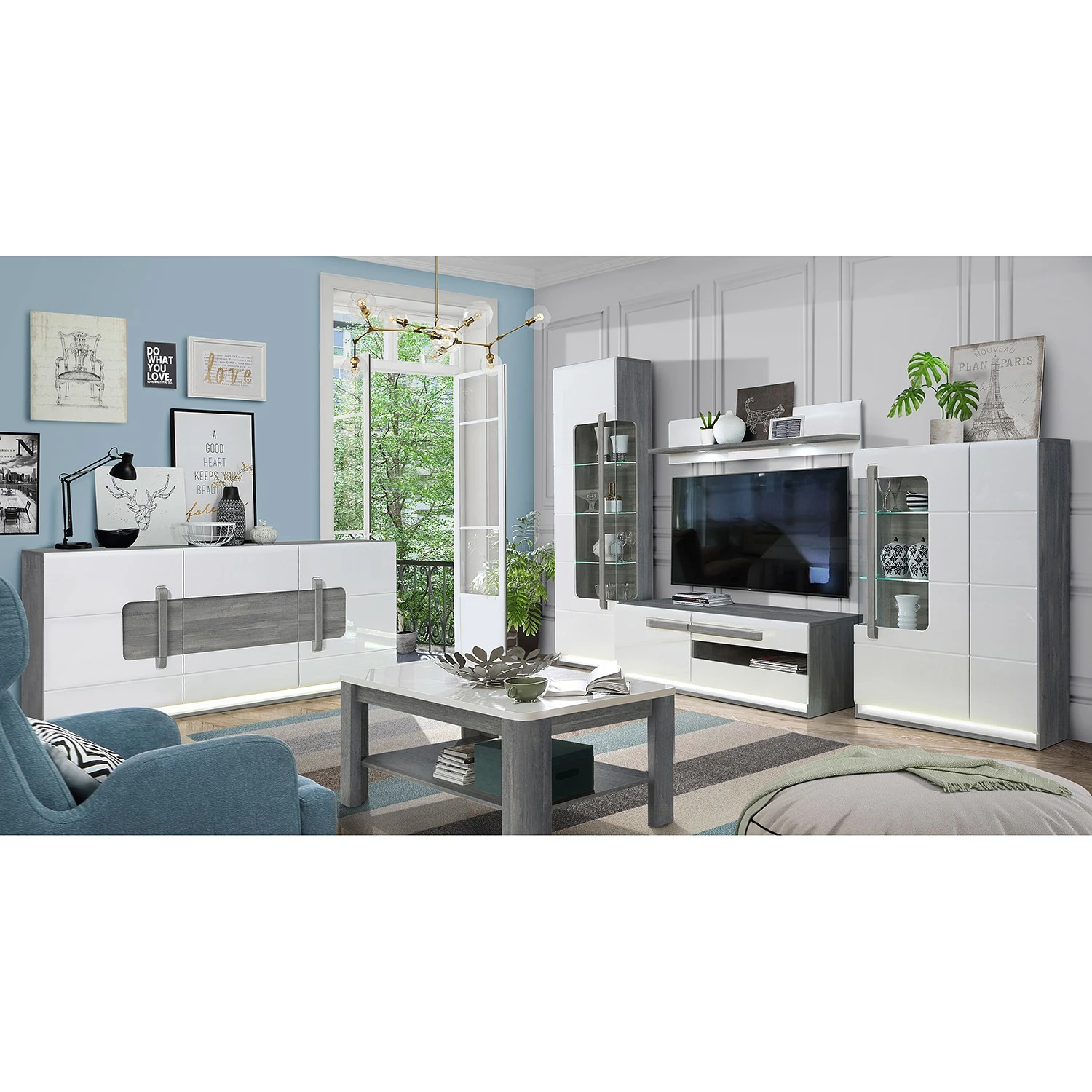 Loftscape Sideboard Toscana - Inkl. Beleuchtung - Eiche Grau Dekor 4 Loftscape Sideboard Toscana - Inkl. Beleuchtung - Eiche Grau Dekor – Bild 2