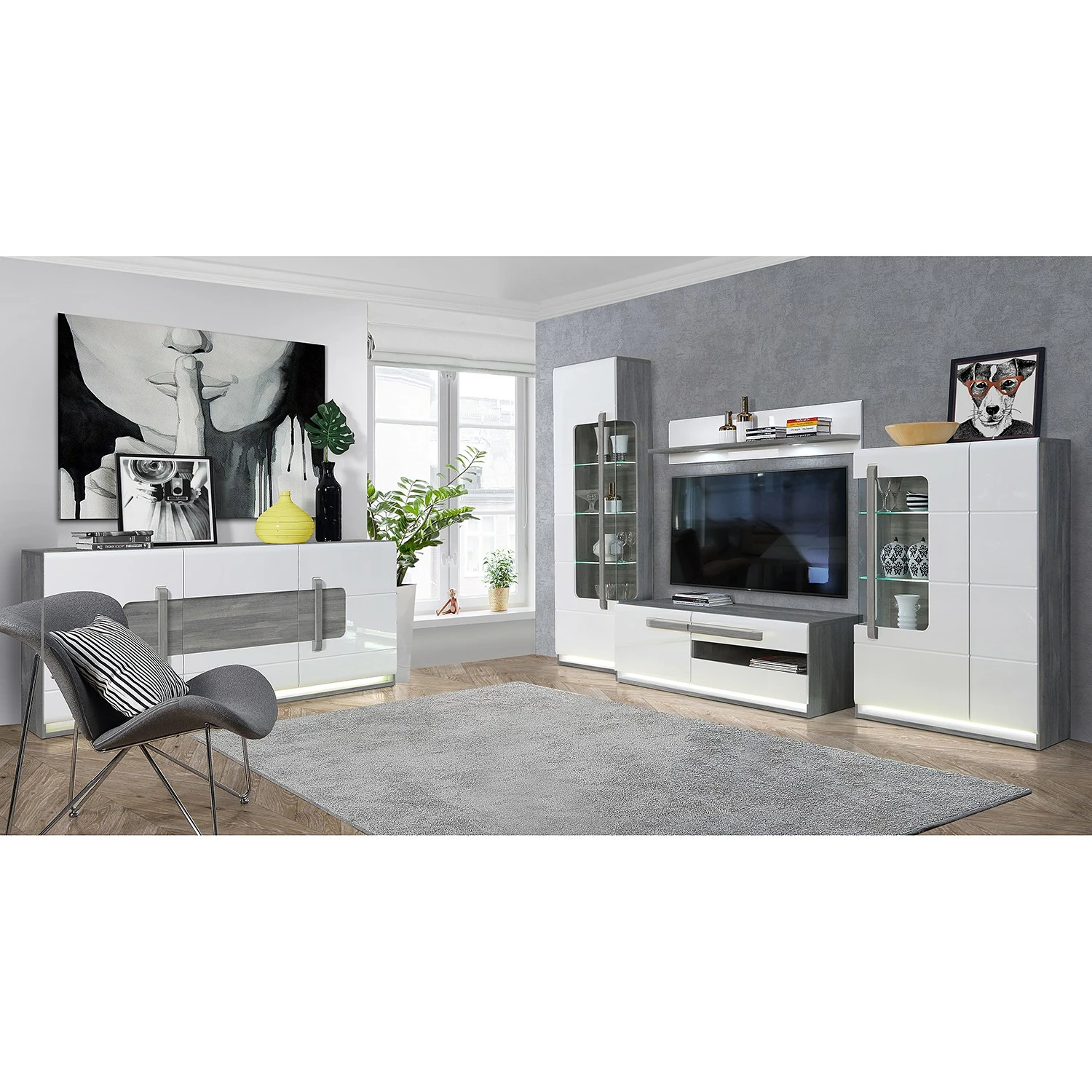 Loftscape Sideboard Toscana - Inkl. Beleuchtung - Eiche Grau Dekor 5 Loftscape Sideboard Toscana - Inkl. Beleuchtung - Eiche Grau Dekor – Bild 3