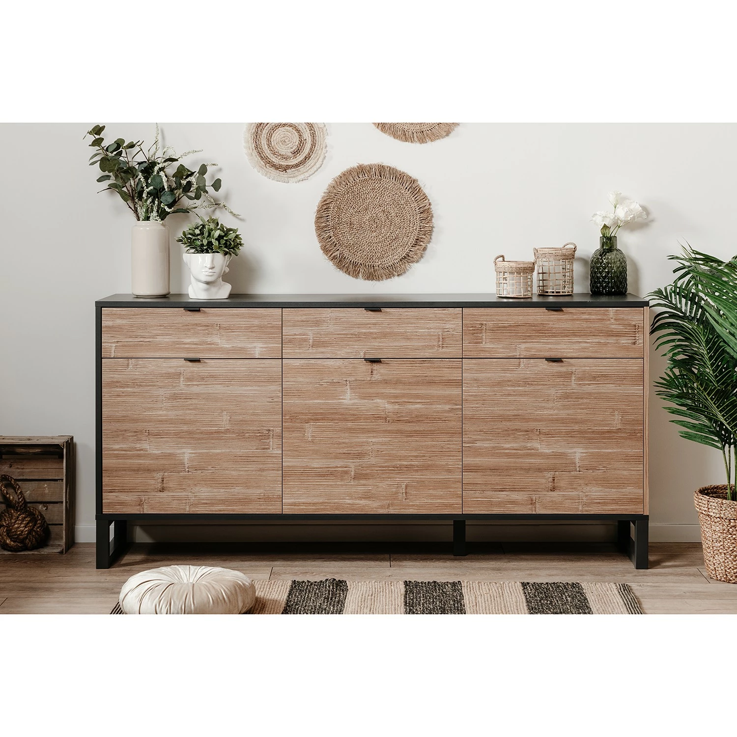 Loftscape Sideboard Mid West I - Bambus Dekor / Anthrazit 4 Loftscape Sideboard Mid West I - Bambus Dekor / Anthrazit – Bild 2