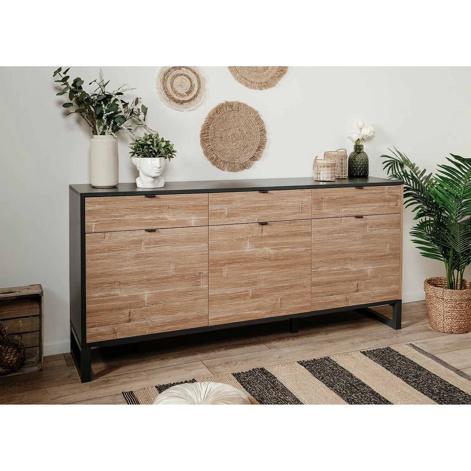 Loftscape Sideboard Mid West I - Bambus Dekor / Anthrazit 5 Loftscape Sideboard Mid West I - Bambus Dekor / Anthrazit – Bild 3