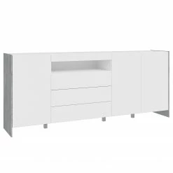 Loftscape Sideboard Urban II - Inkl. Beleuchtung - Weiß / Eiche Grau Dekor