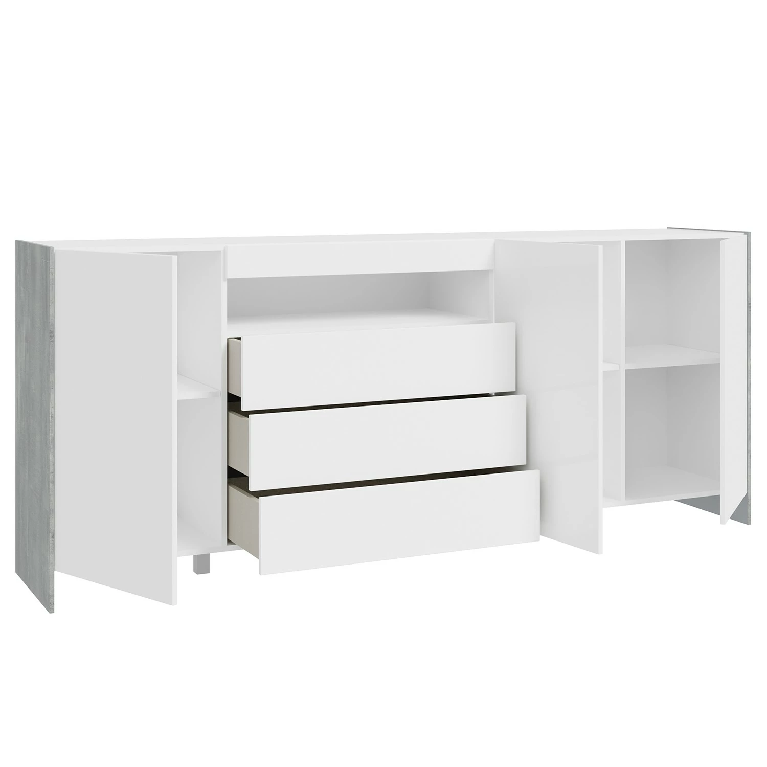 Loftscape Sideboard Urban II - Inkl. Beleuchtung - Weiß / Eiche Grau Dekor 8 Loftscape Sideboard Urban II - Inkl. Beleuchtung - Weiß / Eiche Grau Dekor – Bild 6