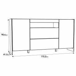 Loftscape Sideboard Urban I - Inkl. Beleuchtung - Weiß / Eiche Grau Dekor -Möbel Verkäufe 2024 1000344691 220414 500 SKETCH DETAILS P000000001000344691 sketch