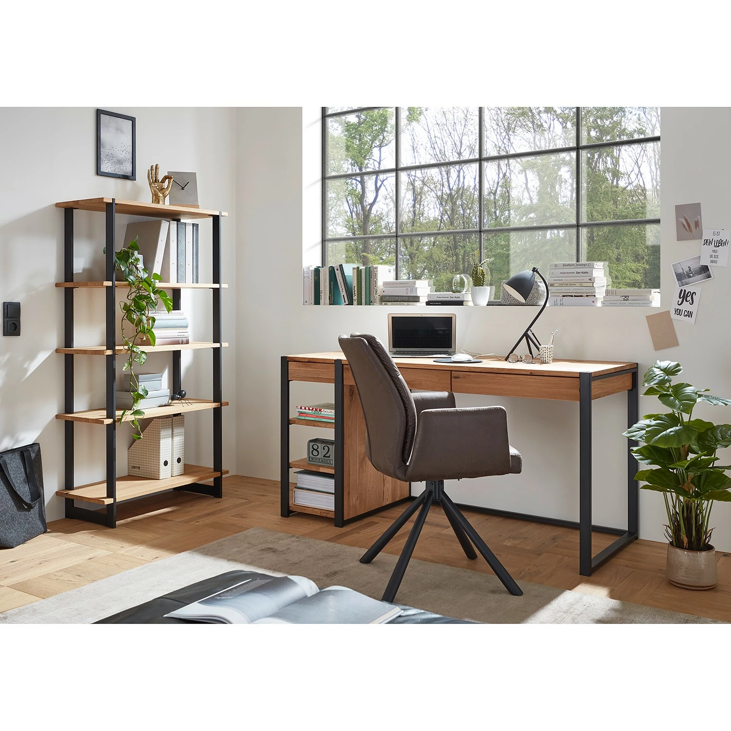 Ars manufacti Schreibtisch Robby - Eiche massiv / Metall - Eiche / Schwarz 5 Ars manufacti Schreibtisch Robby - Eiche massiv / Metall - Eiche / Schwarz – Bild 3