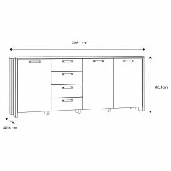 Loftscape Sideboard Ravenswood II - Altholz Dekor / Anthrazit -Möbel Verkäufe 2024 1000348107 220603 500 SKETCH DETAILS P000000001000348107 sketch