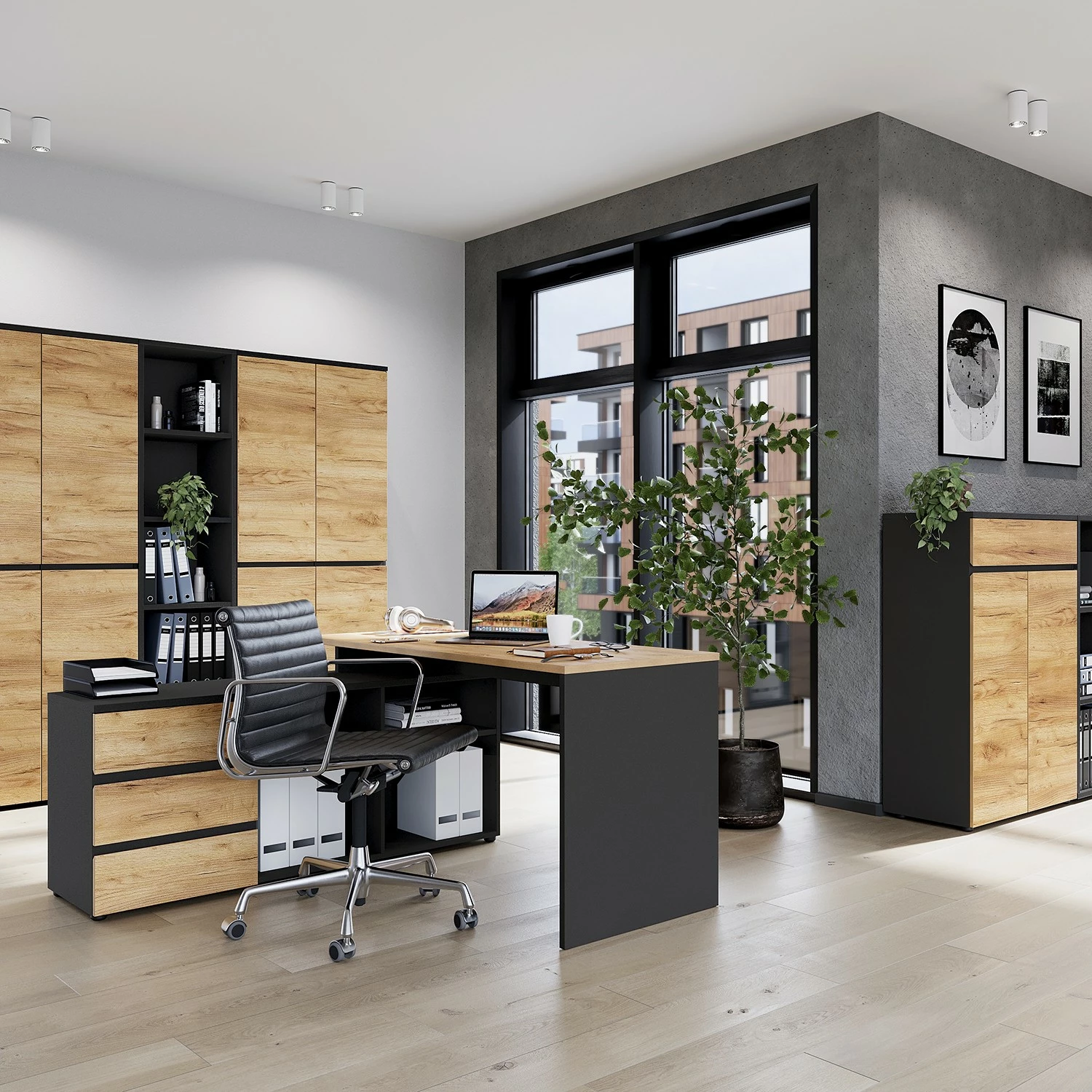 Germania Eckschreibtisch GW-Lissabon - Eiche Navarra Dekor / Graphit 4 Germania Eckschreibtisch GW-Lissabon - Eiche Navarra Dekor / Graphit – Bild 2