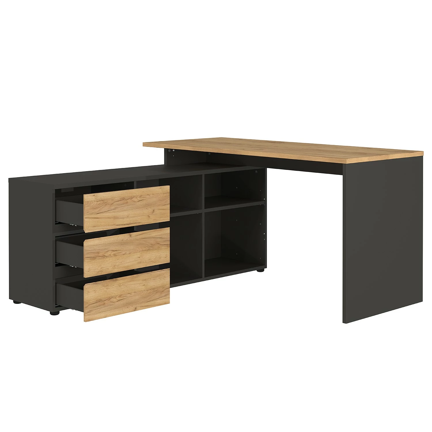 Germania Eckschreibtisch GW-Lissabon - Eiche Navarra Dekor / Graphit 5 Germania Eckschreibtisch GW-Lissabon - Eiche Navarra Dekor / Graphit – Bild 3