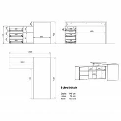 Germania Büroset GW-Lissabon V (2-teilig) - Eiche Navarra Dekor / Graphit -Möbel Verkäufe 2024 1000353375 220520 500 SKETCH DETAILS P000000001000353375 sketch