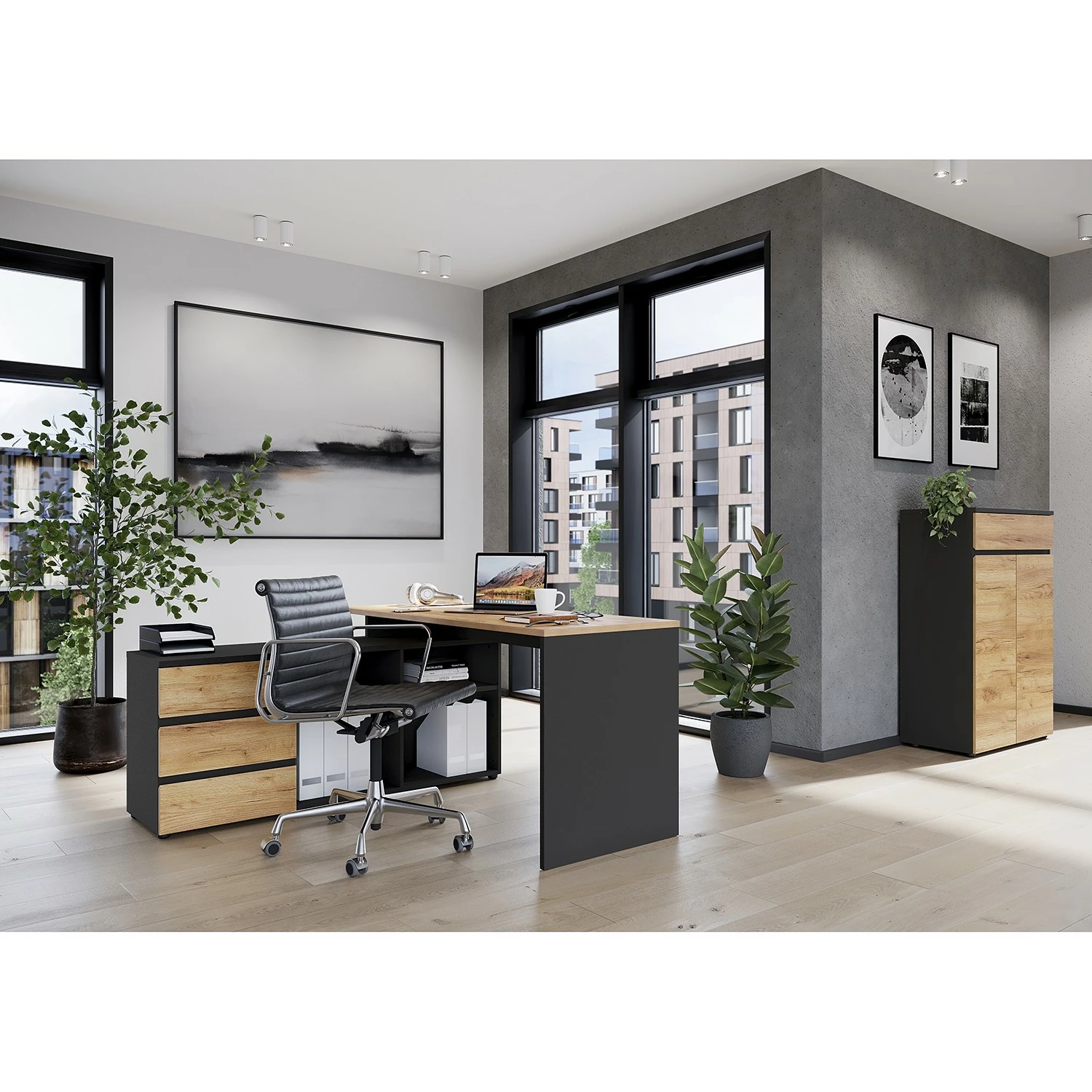 Germania Büroset GW-Lissabon IV (2-teilig) - Eiche Navarra Dekor / Graphit 4 Germania Büroset GW-Lissabon IV (2-teilig) - Eiche Navarra Dekor / Graphit – Bild 2