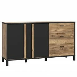 Red Living Sideboard Vallegrande I - Alpenkiefer Dekor / Schwarz