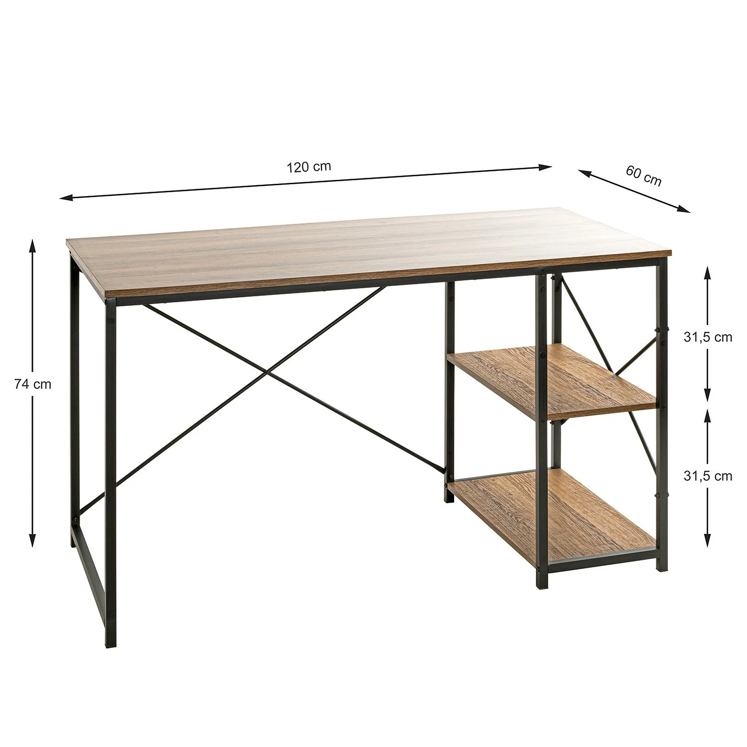 Red Living Schreibtisch Eibar I - Metall - Eiche Dekor / Schwarz 8 Red Living Schreibtisch Eibar I - Metall - Eiche Dekor / Schwarz – Bild 6