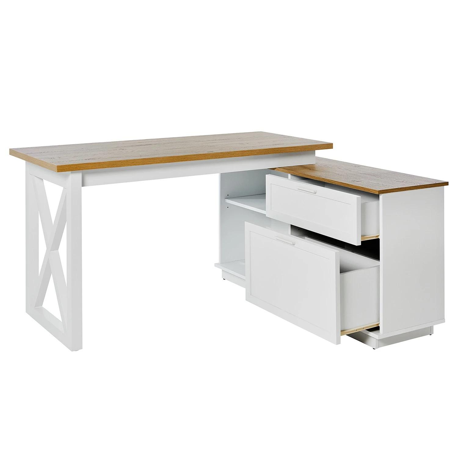 Jahnke Eckschreibtisch Chalet D 155 E - Eiche Dekor / Weiß 4 Jahnke Eckschreibtisch Chalet D 155 E - Eiche Dekor / Weiß – Bild 2
