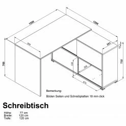 Germania Büroset Mingle II (2-teilig) - Weiß / Eiche Sonoma Dekor -Möbel Verkäufe 2024 1000360364 220622 500 SKETCH DETAILS P000000001000360364 sketch