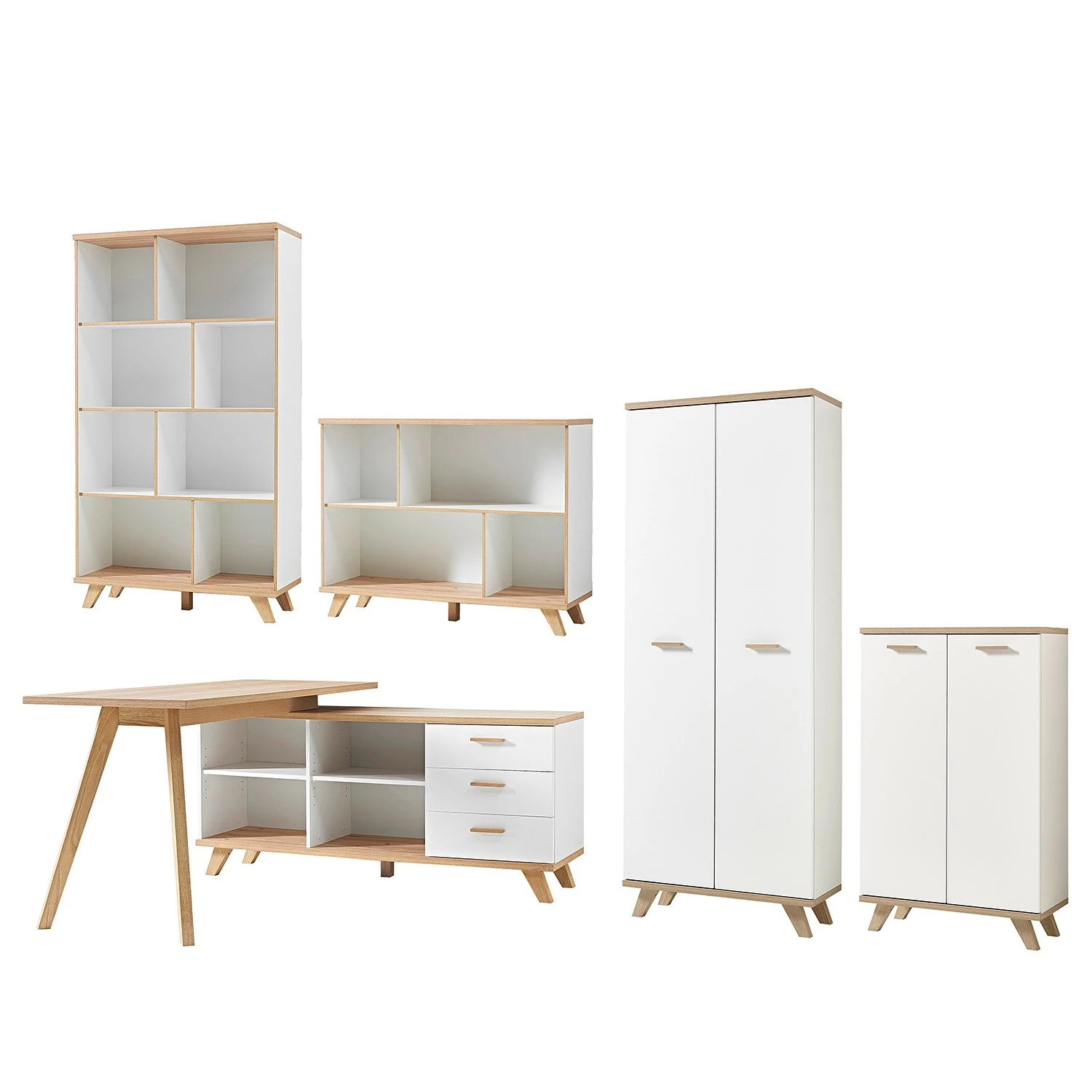 Germania Büroset Neston (5-teilig) - Weiß / Eiche Sanremo Dekor 3 Germania Büroset Neston (5-teilig) - Weiß / Eiche Sanremo Dekor