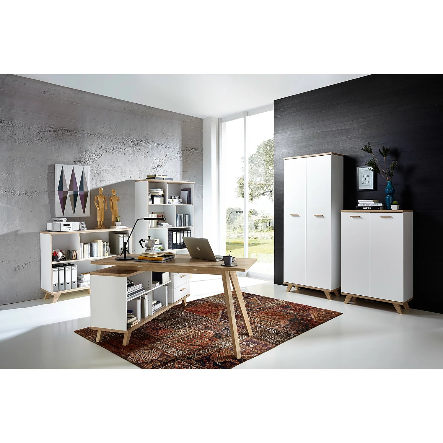 Germania Büroset Neston (5-teilig) - Weiß / Eiche Sanremo Dekor 4 Germania Büroset Neston (5-teilig) - Weiß / Eiche Sanremo Dekor – Bild 2