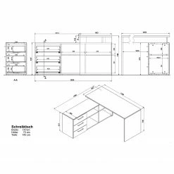 Germania Büroset GW-Pasadena II - Graphit / Weiß 40 Germania Büroset GW-Pasadena II - Graphit / Weiß -Möbel Verkäufe 2024 1000363831 220722 500 SKETCH DETAILS P000000001000363831 sketch