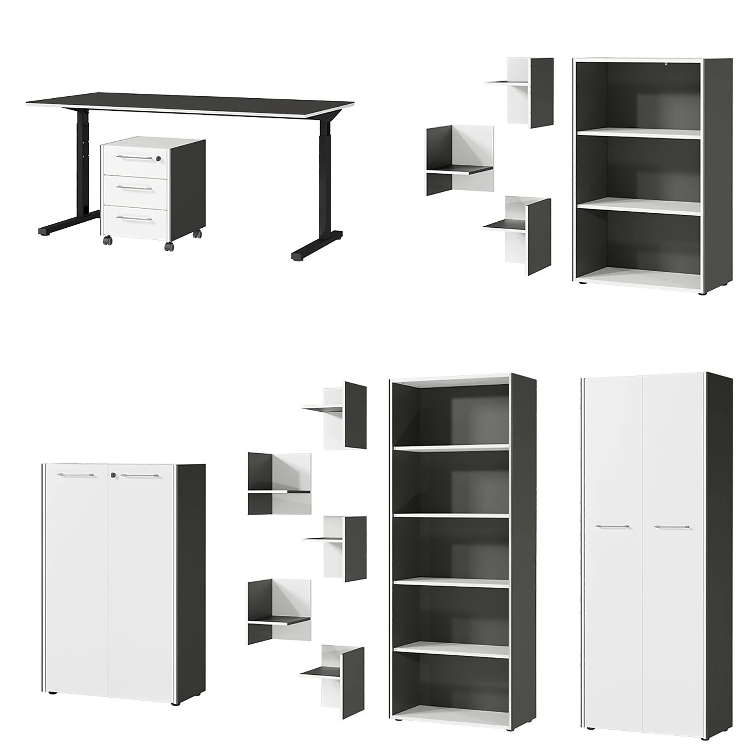 Germania Büroset GW-Pasadena III - Graphit / Weiß 4 Germania Büroset GW-Pasadena III - Graphit / Weiß – Bild 2