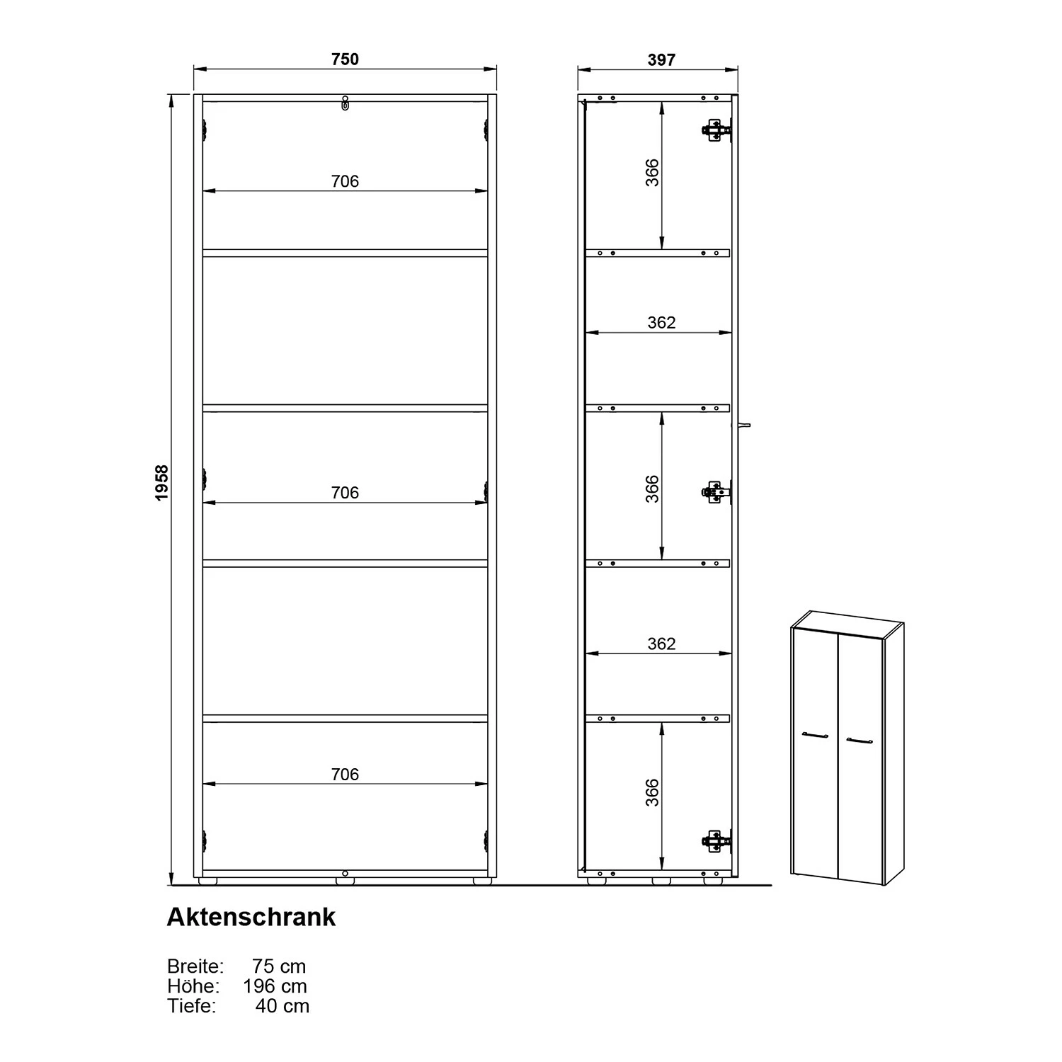 Germania Büroset GW-Pasadena III - Graphit / Weiß 23 Germania Büroset GW-Pasadena III - Graphit / Weiß – Bild 21