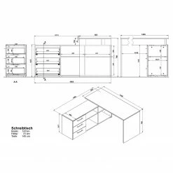 Germania Büroset GW-Pasadena VI - Graphit / Weiß -Möbel Verkäufe 2024 1000363836 220722 500 SKETCH DETAILS P000000001000363836 sketch