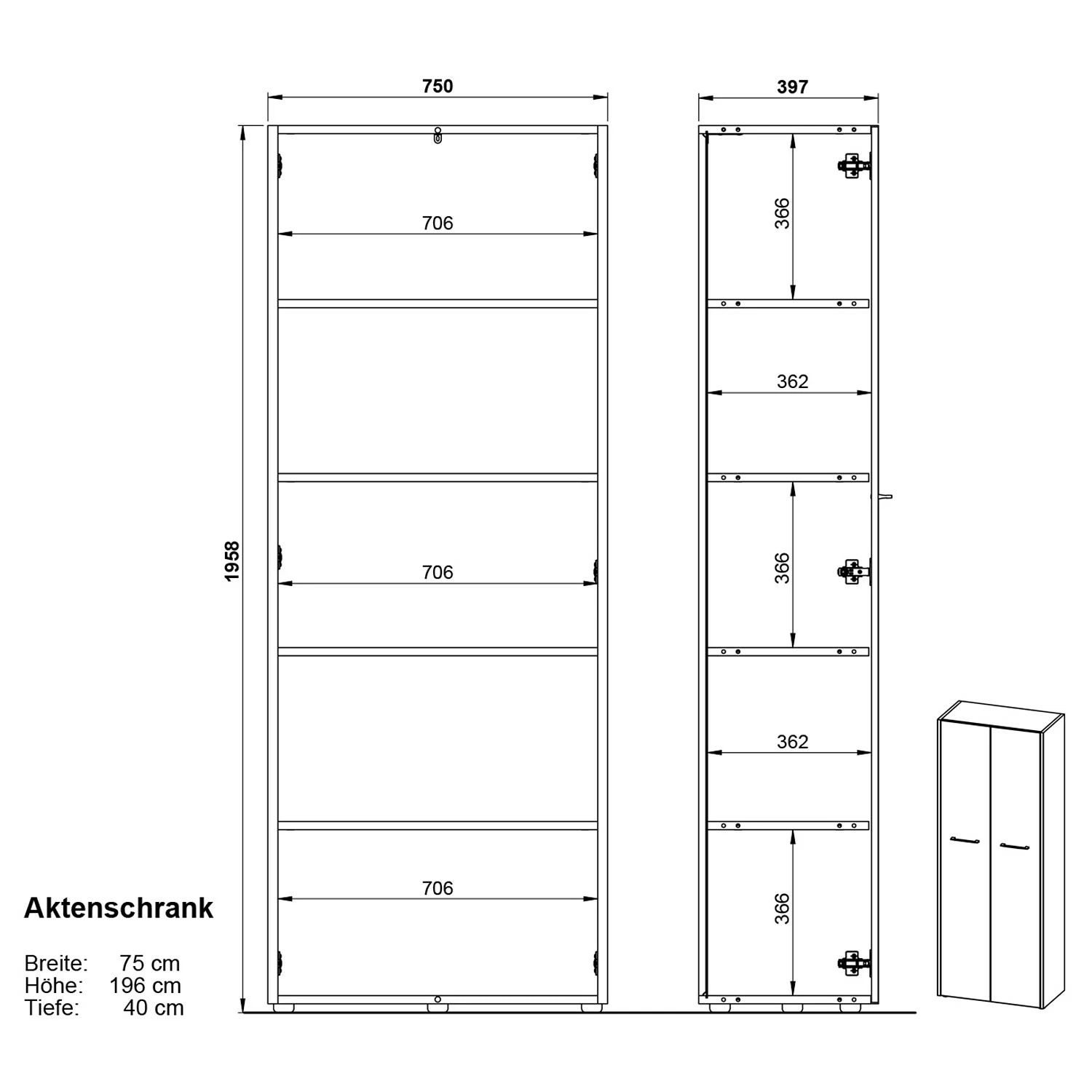 Germania Büroset GW-Pasadena V - Graphit / Weiß 13 Germania Büroset GW-Pasadena V - Graphit / Weiß – Bild 11