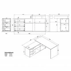 Germania Büroset GW-Pasadena VII - Graphit / Weiß -Möbel Verkäufe 2024 1000363842 220722 500 SKETCH DETAILS P000000001000363842 sketch