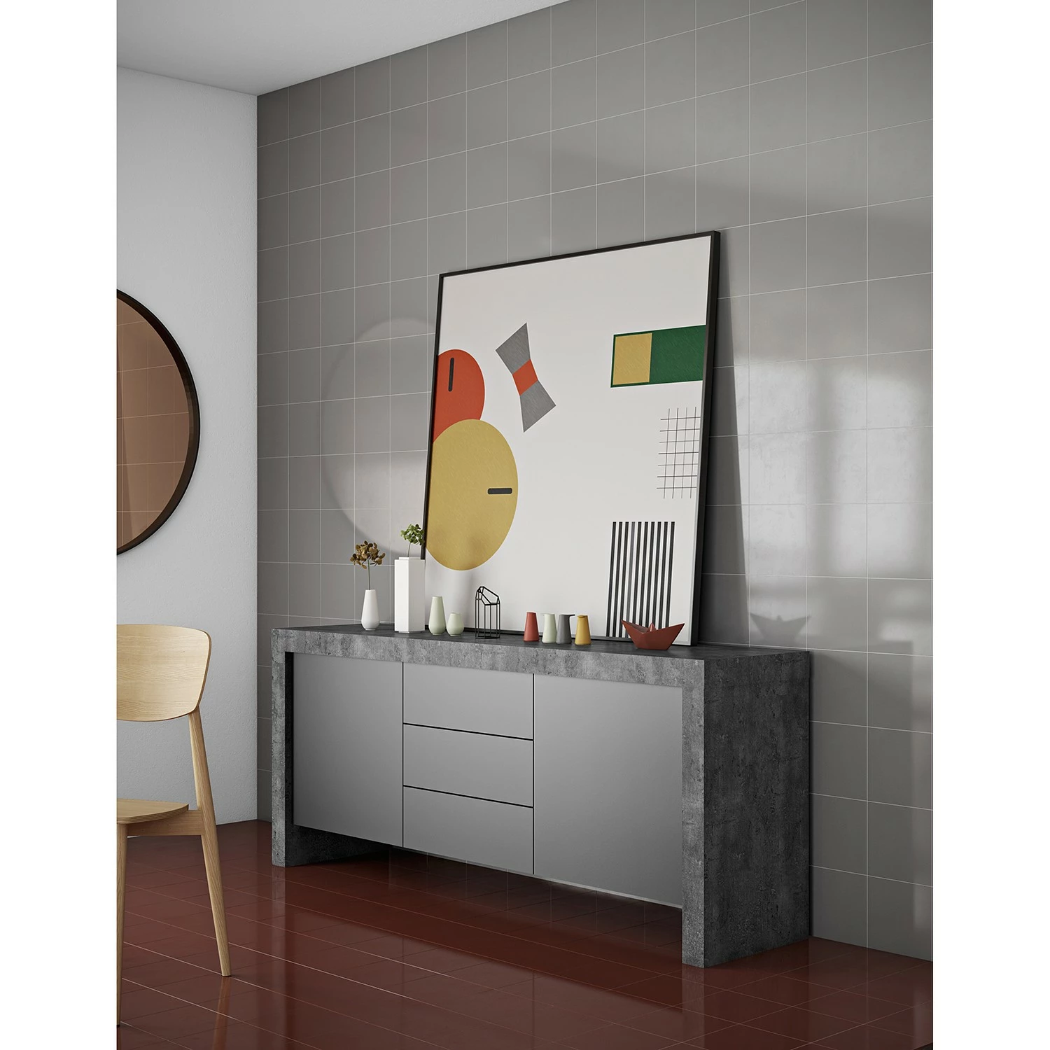 Temahome Sideboard Kobe I - Schwarz / Beton Dekor 4 Temahome Sideboard Kobe I - Schwarz / Beton Dekor – Bild 2