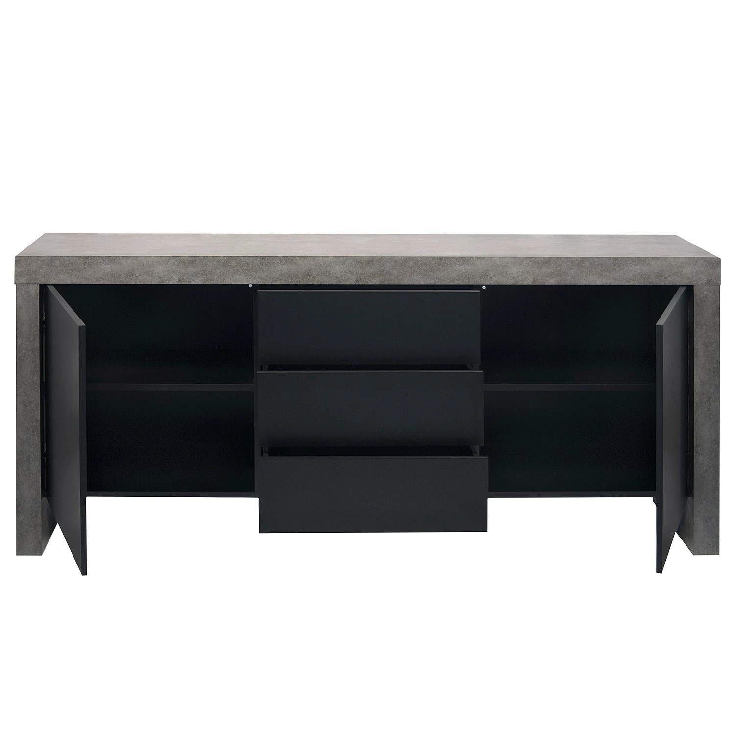 Temahome Sideboard Kobe I - Schwarz / Beton Dekor 9 Temahome Sideboard Kobe I - Schwarz / Beton Dekor – Bild 7