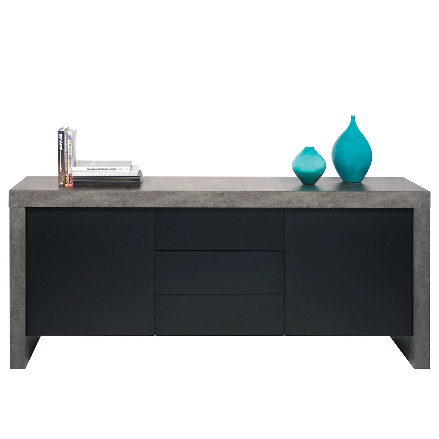 Temahome Sideboard Kobe I - Schwarz / Beton Dekor 11 Temahome Sideboard Kobe I - Schwarz / Beton Dekor – Bild 9