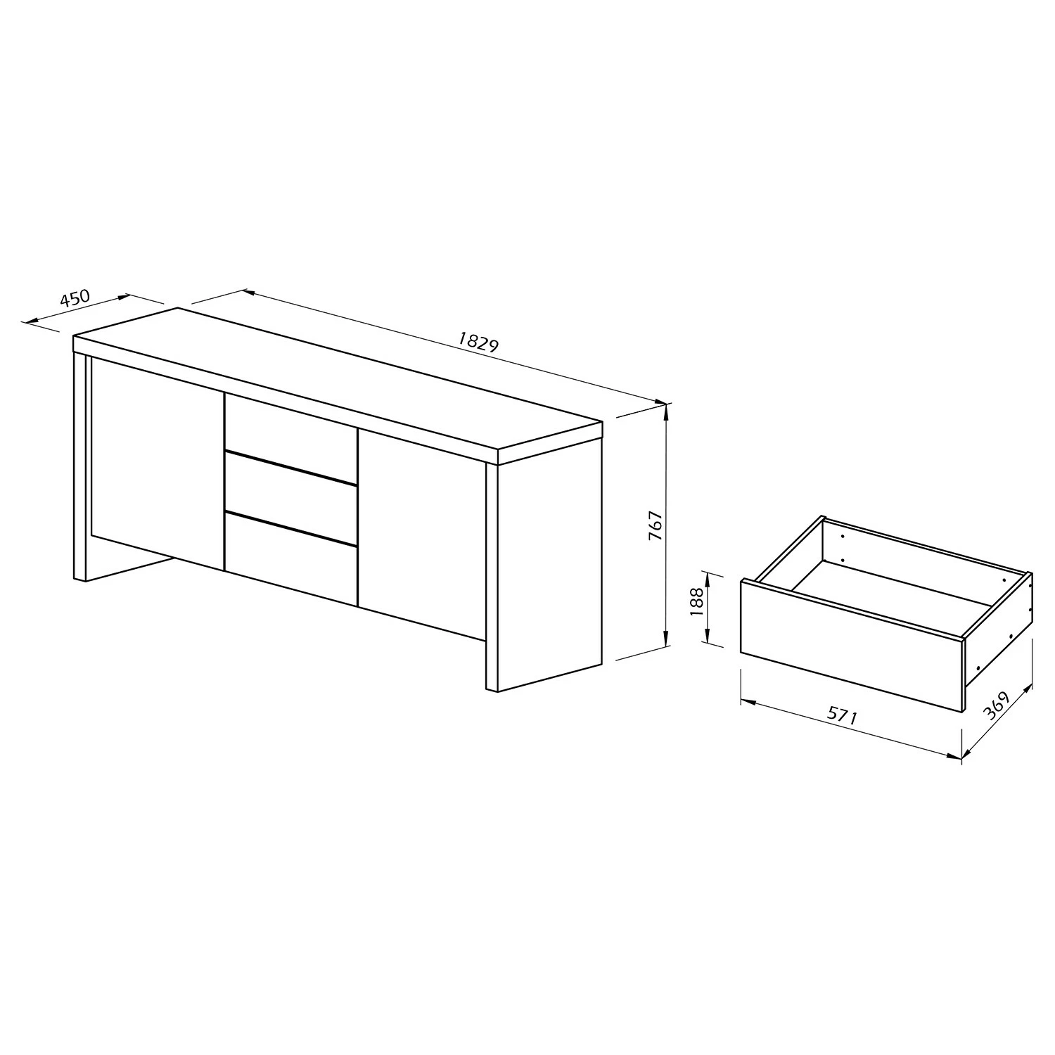 Temahome Sideboard Kobe I - Schwarz / Beton Dekor 12 Temahome Sideboard Kobe I - Schwarz / Beton Dekor – Bild 10