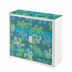 EasyOffice by Paperflow Rollladenschrank easyOffice - Papier Peints III - Blau / Grün - Höhe: 104 cm