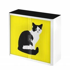 EasyOffice by Paperflow Rollladenschrank easyOffice Pop Art Cat - Weiß / Gelb