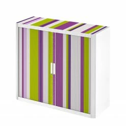 EasyOffice by Paperflow Rollladenschrank easyOffice Rayures - Lila / Weiß - Höhe: 104 cm