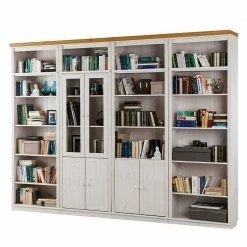 Maison Belfort Bücherwand Lillehammer IV - Kiefer massiv - Kiefer Weiß / Kiefer Honig