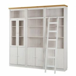 Maison Belfort Bücherwand Lillehammer V - Kiefer massiv - Kiefer Weiß / Kiefer Honig