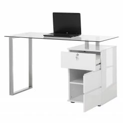 Maja Möbel Computertisch Sima - Hochglanz Weiß / Chrom -Möbel Verkäufe 2024 computertisch sima hochglanz weiss chrom 3375745