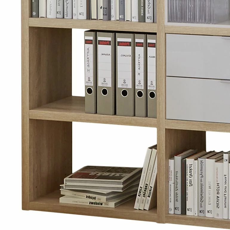 Fredriks Regal Concept IV - Eiche Dekor / Hochglanz Weiß 5 Fredriks Regal Concept IV - Eiche Dekor / Hochglanz Weiß – Bild 3