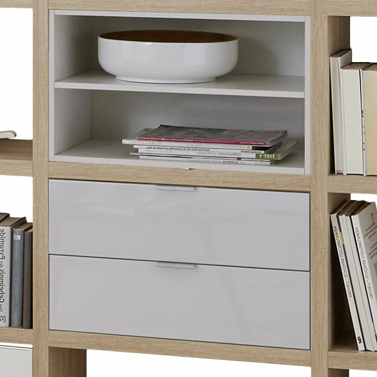 Fredriks Regal Concept IV - Eiche Dekor / Hochglanz Weiß 6 Fredriks Regal Concept IV - Eiche Dekor / Hochglanz Weiß – Bild 4