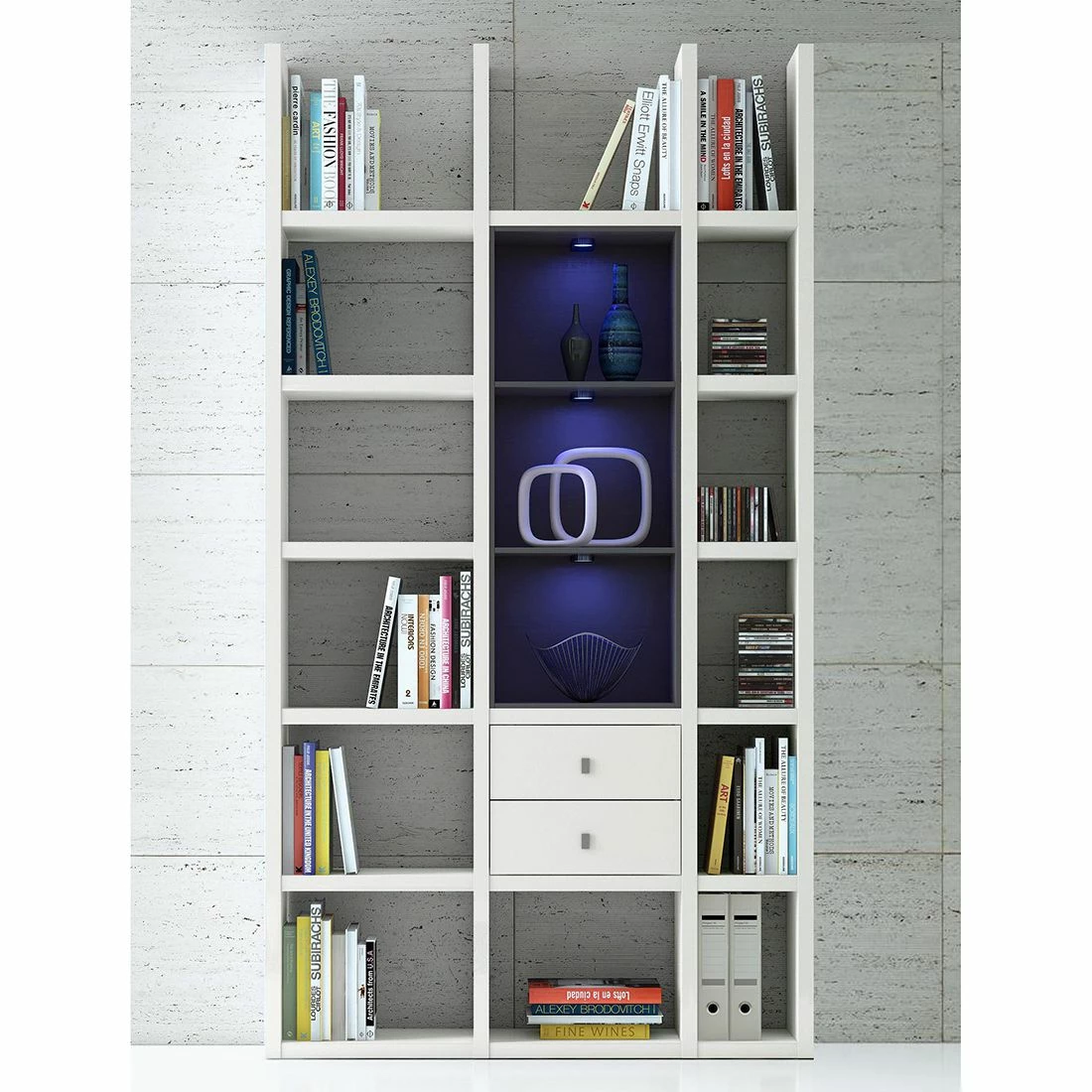 Loftscape Regal Emporior III - Weiß / Schwarz - Mit Beleuchtung 3 Loftscape Regal Emporior III - Weiß / Schwarz - Mit Beleuchtung – Bild 2