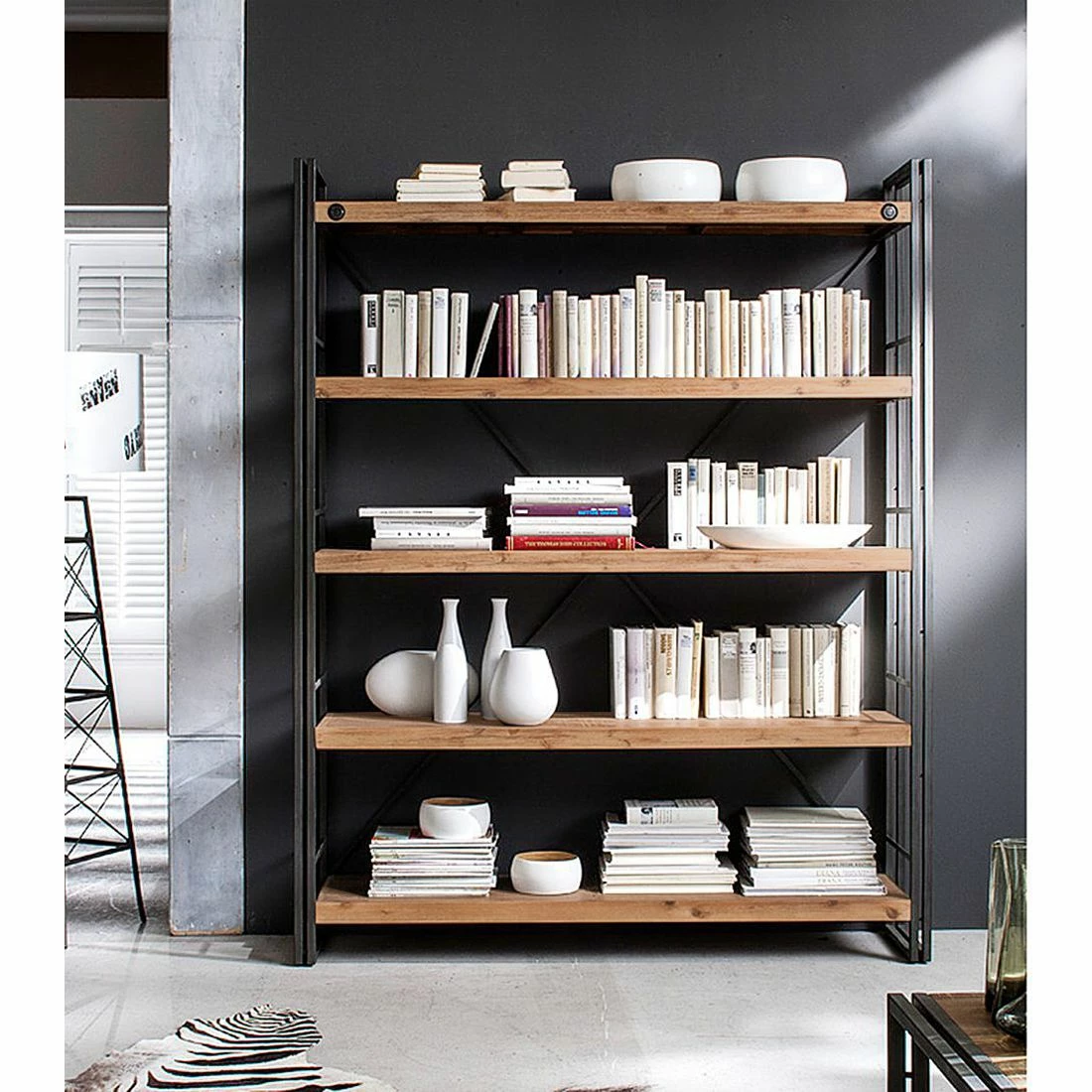 Ars manufacti Regal Manchester II - Akazie massiv / Metall - Akazie / Anthrazit 5 Ars manufacti Regal Manchester II - Akazie massiv / Metall - Akazie / Anthrazit – Bild 3