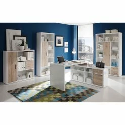 Loftscape Schreibtisch Nestor - Hochglanz Weiß/Eiche San Remo Dekor -Möbel Verkäufe 2024 schreibtisch nestor hochglanz weiss eiche san remo dekor 415288