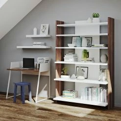 Temahome Schreibtisch Volga - Weiß / Walnuss -Möbel Verkäufe 2024 schreibtisch volga weiss walnuss 5009684