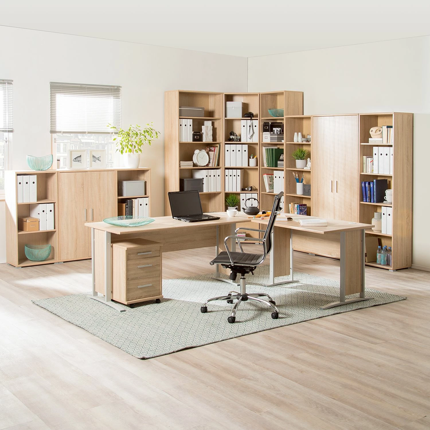 Home24office Schreibtischkombination Office Line - 4-teilig - Eiche Sonoma Dekor 5 Home24office Schreibtischkombination Office Line - 4-teilig - Eiche Sonoma Dekor – Bild 3