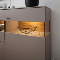 GWINNER Sideboard Anzio - Matt Fango / Balkeneiche - Mit Beleuchtung -Möbel Verkäufe 2024 sideboard anzio mit beleuchtung matt fango balkeneiche 4626256